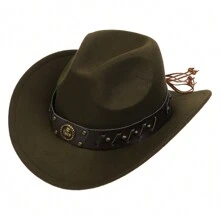 1pc Bull Head Western Cowboy Knitted Hat Gunslinger Felt Cowgirl Unisex Cap With Drooping Brim, Jazz Hat, Horse Riding Hat, Outdoor Camping Warm Gift Hat, Personalized Jazz Hat,  Knitted Hat, Retro Hat, British Style Performing Dance Matching Prop, Adult Texan Cowgirl Hat Fancy Dress Party Accessory Country Western Rancher Jazz Panama Hats Godfather Cap
