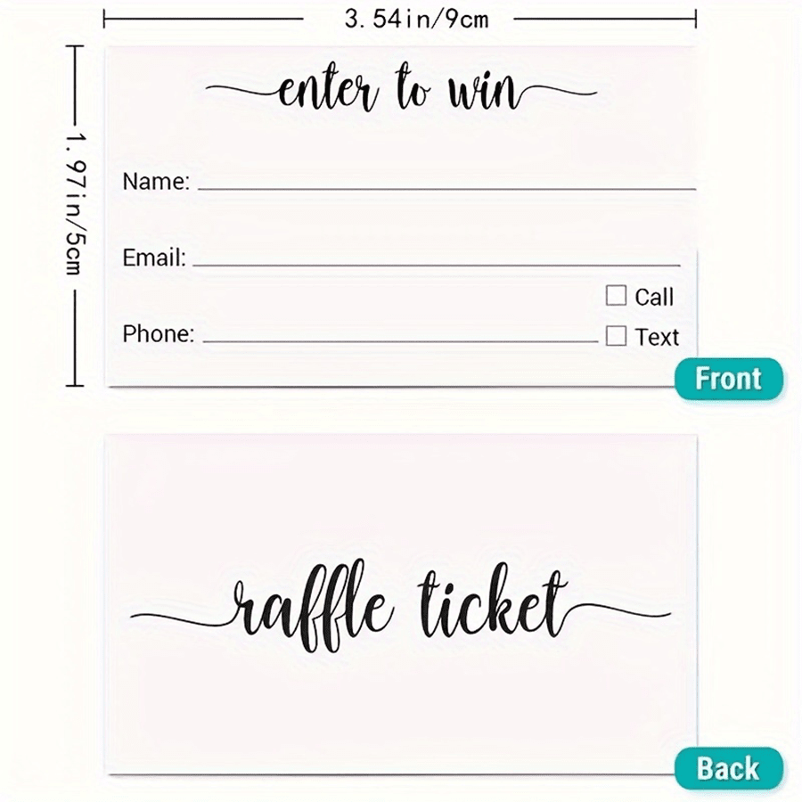 Entry Raffle Pads 50pack 3.5 X 2 Inches Entry Forms, Raffle Tickets, Write-In Cards - For ...