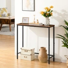 HOOBRO Narrow Console Table, 75 Cm Side Table, Hallway Table, Small Exhibition Table, Sofa Table For Small Space, Entrance, Hallway, Dark Brown/Black