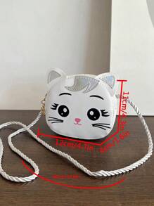 1 件 Young Girlpu 皮革拉鍊開合可愛貓童迷你斜背包適合四季日常使用