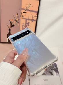 1pc High-Transparency Tpu Bumper Protective Phone Case, With Water Ripple & Silver Lining Decoration, Compatible With Pixel 6/6a/6pro/7/7a/7pro/8pro - Clear - View 5