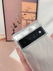 1pc High-Transparency Tpu Bumper Protective Phone Case, With Water Ripple & Silver Lining Decoration, Compatible With Pixel 6/6a/6pro/7/7a/7pro/8pro - Clear - View 4