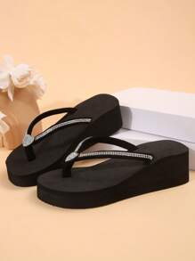 Chanclas Con Decoración De Strass Para Mujer. Con Suela Gruesa, Liviana Y Cómoda. Genial Para Usar En La Playa Y Al Aire Libre