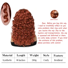 DZfirst 合成耐热假发 弹性卷发 带刘海假发 铜姜色 18 英寸化纤假发 刘海假发 日常使用 易于佩戴 适合初学者 弹性蓬松大卷发假发 - 臟橘色 - 查看 4