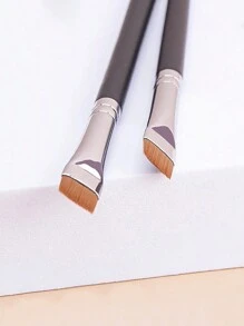 1pc Flat Eyebrow Brush Ultra Fine Makeup Brush Flat Eyeliner Brush Fine Eye Brow And Contour Beauty Brush Tool - 黑色 - 查看 5