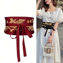 1件女士刺绣多功能腰带，装饰连衣裙腰带，时尚中国结款式，适合成熟休闲面料，束腰带，波西米亚风 - 打結款 - 查看 5
