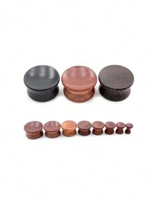 2 件 6 毫米 - 20 毫米凹面天然木材男士女士耳道塞擴張器擔架測量儀耳環穿孔身體首飾 - 擴耳器 - 查看 1