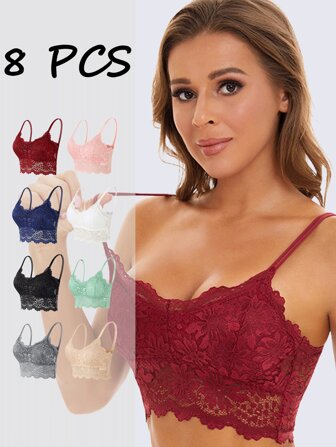8 Pieces/Set Women Anti-Light Lace Beautiful Back Camisole Wrapped Chest Thin Vest
