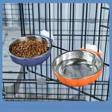 1pc Plastic & Stainless Steel Detachable Pumpkin-Shaped Pet Food And Water Bowl - Adjustable Height For Convenient Feeding And Cleaning