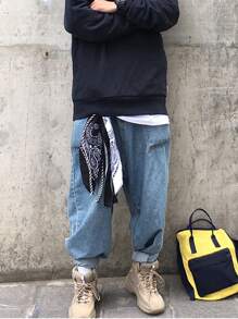 1 pièce Serviette de taille style Hip-hop avec imprimé de fruits et fleurs et chaîne, streetwear pour hommes, cadeau pour la fête des pères, école