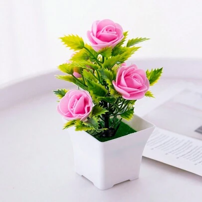 1/2 个人造玫瑰花盆，高 15 厘米/5.9 英寸，人造花，假花，人造植物，人造装饰品，家居装饰，卧室装饰