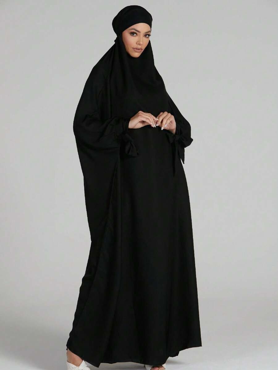 1pc Style Large Size Hijab Scarf For , Prayer, Hajj - Black - View 1