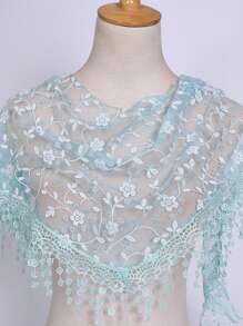 1 pieza/2 piezas Chal/Bufanda de mujer de unicolor/estampado de encaje con flecos, casual y versátil para primavera/verano - bufanda triangular - Ver 6