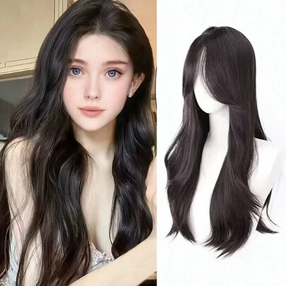 24英寸女士新款八字劉海大波浪頭假髮套裝