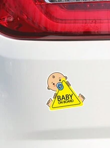 1 件婴儿在车上贴花，反光警告英文标志汽车贴纸