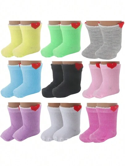 MSYO 1pair Mini Doll Socks With Red Heart Decoration, Cute Doll Accessory, Suitable For Kittens, Puppies, Small Pets And 18-Inch American Dolls, Birthday Gift Or Toy Gift For Little Girls