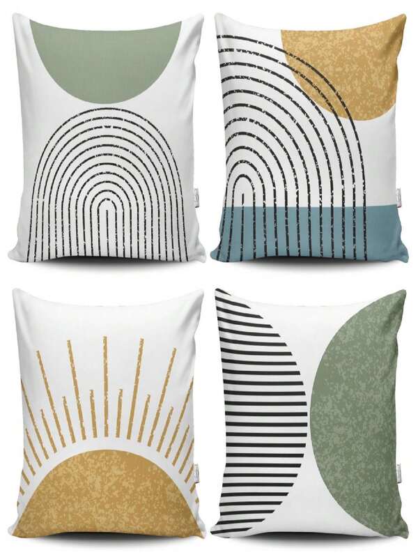Kit 4 Capas de Almofadas Decorativas Estampadas 45 cm x 45 cm