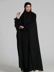 1pc Style Large Size Hijab Scarf For , Prayer, Hajj - Black - View 4