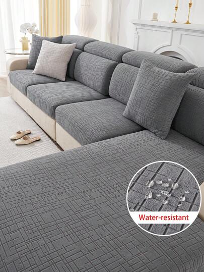 1 pieza Funda de cojín de asiento de sofá resistente al agua y antideslizante, elástica, de unicolor, adecuada para sofá en forma de L y sofás de 1/2/3/4 plazas, amigable para mascotas, estilo moderno (se vende individualmente)