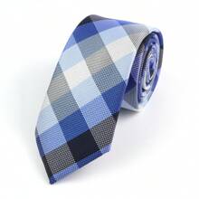 1 pieza Corbata delgada formal de negocios para hombres a cuadros y rayas de 6 cm, adecuada para el trabajo, uso diario, bodas y fiestas