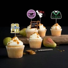 9入組畢業主題蛋糕裝飾釘,適用於大學和高中畢業派對裝飾 - 彩色 - 查看 3