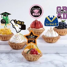 9入組畢業主題蛋糕裝飾釘,適用於大學和高中畢業派對裝飾 - 彩色 - 查看 7