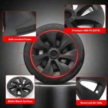 4PCS Wheel Covers For 2020-2023 Tesla Y 19-Inch ABS Hubcap Rim Protectors Whirlwind-Shaped Wheel Trim Covers By IKON MOTORSPORTS. - Cyclone Style - Matte Black - View 3