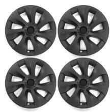4PCS Wheel Covers For 2020-2023 Tesla Y 19-Inch ABS Hubcap Rim Protectors Whirlwind-Shaped Wheel Trim Covers By IKON MOTORSPORTS. - Cyclone Style - Matte Black - View 5