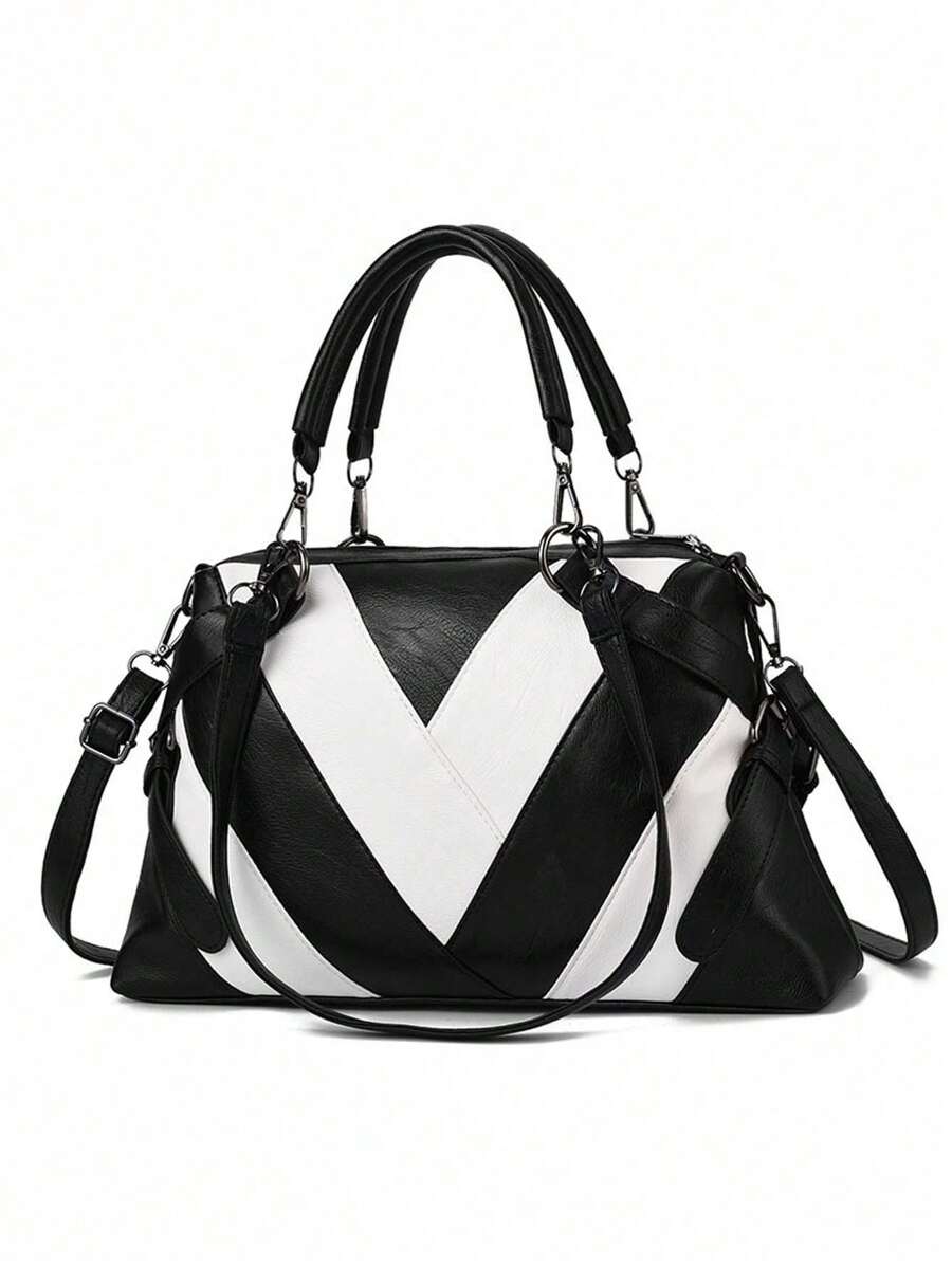 Fashionable Zebra Stripe Large Capacity Women's Handbag Tote Bag, Best Mother Day Gifts Ever - Black and White - View 1