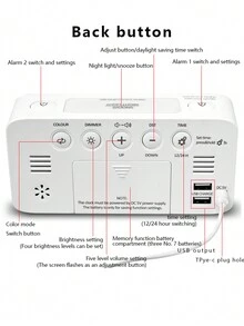 1PC Multifunctional RGB Electronic Alarm Clock, Desktop LED Digital Clock, Bedside Plug In Luminous Clock (ABS Material, USB Power Supply For Use; Not Included With Plug) - Black - View 4