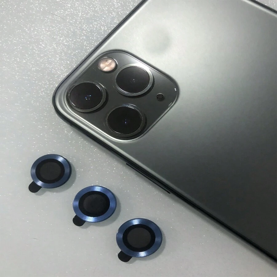 3 CÁI 2 CÁI Kim loại Bảo vệ ống kính máy ảnh đơn Tương thích với IPhone 11 12mini 11Promax 13 14 15Pro Max 14Plus 13Pro 15Pro 14Pro I15 Phụ kiện nắp ống kính thủy tinh - Màu xanh lam - Xem 1