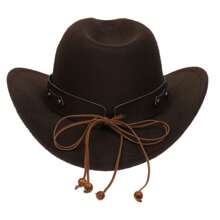 1pc Bull Head Western Cowboy Knitted Hat Gunslinger Felt Cowgirl Unisex Cap With Drooping Brim, Jazz Hat, Horse Riding Hat, Outdoor Camping Warm Gift Hat, Personalized Jazz Hat,  Knitted Hat, Retro Hat, British Style Performing Dance Matching Prop, Adult Texan Cowgirl Hat Fancy Dress Party Accessory Country Western Rancher Jazz Panama Hats Godfather Cap