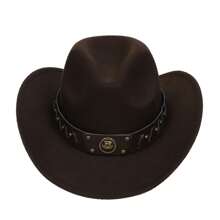 1pc Bull Head Western Cowboy Knitted Hat Gunslinger Felt Cowgirl Unisex Cap With Drooping Brim, Jazz Hat, Horse Riding Hat, Outdoor Camping Warm Gift Hat, Personalized Jazz Hat,  Knitted Hat, Retro Hat, British Style Performing Dance Matching Prop, Adult Texan Cowgirl Hat Fancy Dress Party Accessory Country Western Rancher Jazz Panama Hats Godfather Cap