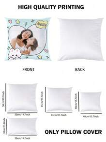1pc Customized Pillowcase For Home Decoration, Valentine's Day, Christmas, Thanksgiving, New Year Patterns, Baby/Couple/Family Photos, Wedding Souvenir, Single-Sided Printing, Without Filling