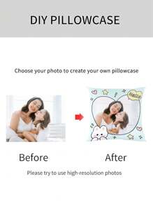 1pc Customized Pillowcase For Home Decoration, Valentine's Day, Christmas, Thanksgiving, New Year Patterns, Baby/Couple/Family Photos, Wedding Souvenir, Single-Sided Printing, Without Filling