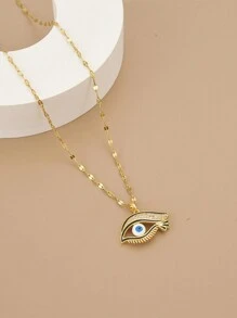 1pc Luxurious Rhinestone Evil Eye Stainless Steel Women Fashion Jewelry Necklace