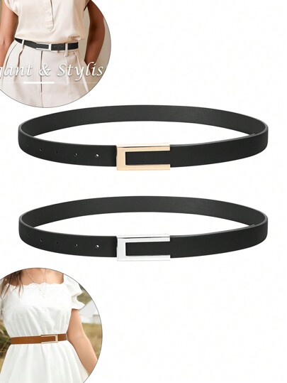 1 Peça Cinto de Vestido de Mulher, Cinto de Denim com Fivela Dourada, Adequado para Uso Diário no Verão, Escola, Outono, Halloween