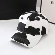1PC 漂亮的奶牛印花棒球帽，女性帽圍可調整斑馬印花帽子，時尚的長邊帽圍，街頭休閑的最佳選擇 - 多色 - 查看 14