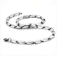 1條男士項鍊,不鏽鋼彈頭箭鏈手鍊項鍊,適用於男女性,嘻哈風格珠寶配件 - 銀色 - 查看 7