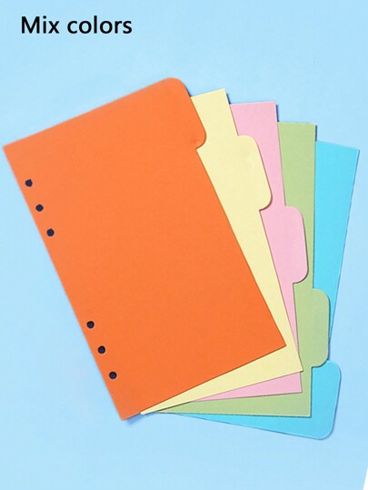 5Pcs/Set 6 Holes Binder Index Divider Pages For Loose-Leaf Diary Notebook Scrapbook Index Tabs Planner Index Page Bookmark A5 A6 School Stationery Office Supplies Back To School