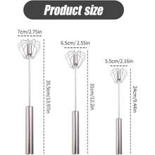 1 件不锈钢半自动打蛋器，2024 升级版不锈钢鸡蛋打蛋器手推旋转打蛋器搅拌机，多功能手推式搅拌器搅拌器工具，适用于烹饪厨房家用鸡蛋牛奶（12 英寸） - B - 查看 2