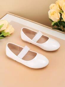 1雙時尚純色珍鞋,適用於女孩,輕盈透氣,適合任何季節行走舒適 - 白色 - 查看 4
