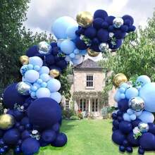 WellParti 136 Pcs Of Blue Latex Balloon Wreath Arch Set, Wedding Decoration, Birthday Party, Anniversary Decoration, Graduation Decoration, Festival, Indoor And Outdoor Decoration, Home And Room Decoration