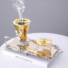 1 Piece Of Handmade Alloy Material Drip Glue Flower Aromatherapy Burner/Carbon Clip/Spice Jar/Tray/Jewelry Box/Incense Burner Set, Home Decoration Ornaments, Incense Burner Set, For Gift Giving, Home Fragrance,Halloween,Spooky,Autumn, Winter,Holiday,Festival Gifts Birthday Graduation