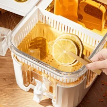 1pc 5l Beverage Dispenser With Faucet Tap - Large Capacity Water Container For Fridge, Dispenser For Juice/Tea/Cold Drinks/Fruit Infused Water - White - View 3