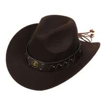 1pc Bull Head Western Cowboy Knitted Hat Gunslinger Felt Cowgirl Unisex Cap With Drooping Brim, Jazz Hat, Horse Riding Hat, Outdoor Camping Warm Gift Hat, Personalized Jazz Hat,  Knitted Hat, Retro Hat, British Style Performing Dance Matching Prop, Adult Texan Cowgirl Hat Fancy Dress Party Accessory Country Western Rancher Jazz Panama Hats Godfather Cap