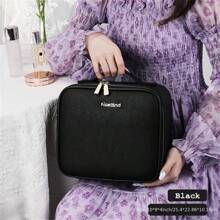 旅行化妝包連鏡子大容量化妝品收納盒旅行便攜式化妝包附LED燈鏡化妝用品收納化妝品組織盒化妝箱 - 彩色 - 查看 7