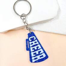 1pc Cheerleading Sequins Horn CHEER Keychain Bling Acrylic Key Chain Team Aid Hanging Ornament Football Sports Game Day Fans Gift - Multicolor - View 11