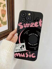 1入創意個性化英文 CD 光碟鏡頭全保護啞紋黑瞳設計手機殼，附有相機保護，適用於 iPhone - 彩色 - 查看 2