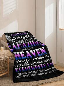 1入信封式卡通圖案簡約法蘭絨毯,適用於家庭、野餐和旅行,懷念母親,紀念禮物 - 彩色 - 查看 2